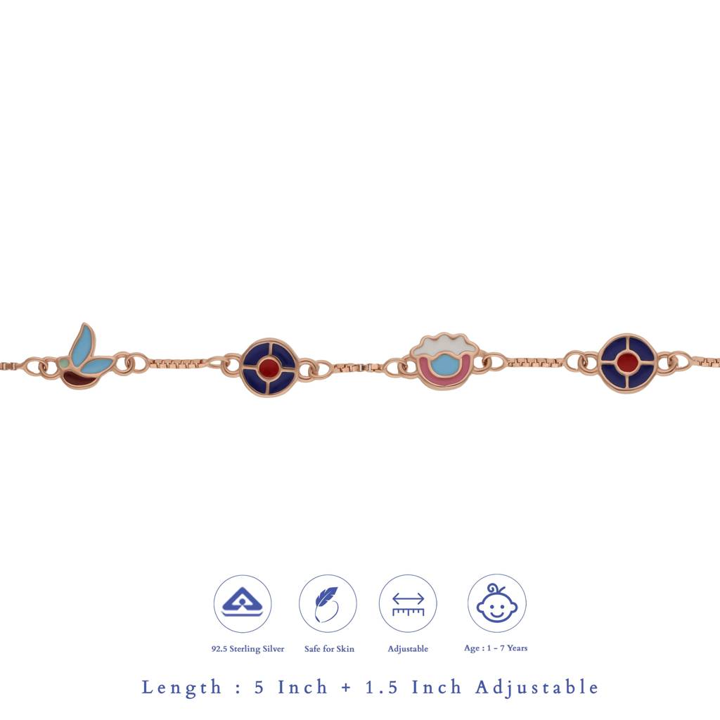 Little Love Loop Rose Gold Polish Kid Silver Bracelet ( 1-7 Yrs) | 925 Hallmark | Adjustable : KB-BR-RG-U-112-S