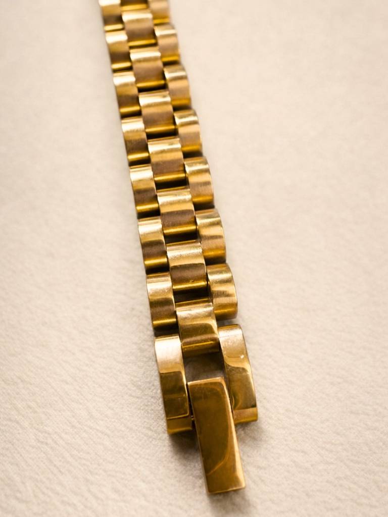 Gold Watch Strap Style Bracelet For Men – 18K Gold Plated : MATB718GWSB
