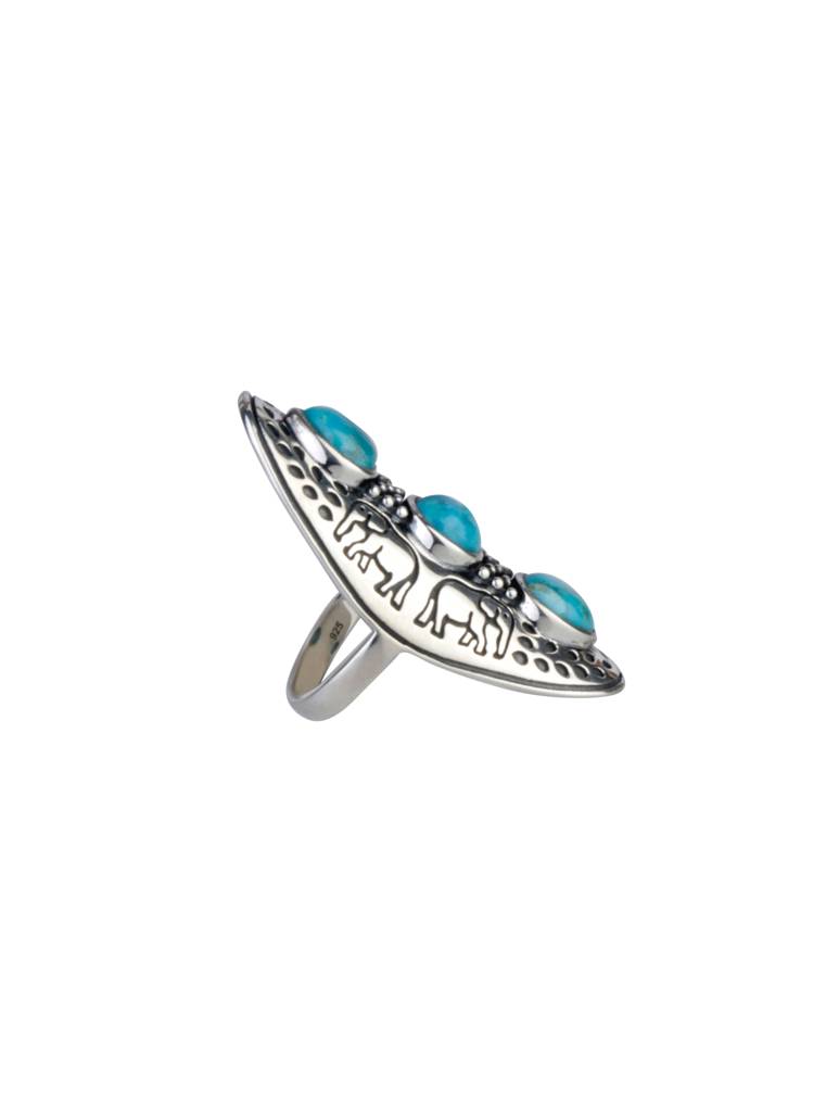 925 Sterling Silver Turquoise Ring For Women | Gemstone Ring | Handmade Silver Jewelry | Elegant Daily Wear Gift : FU-1315