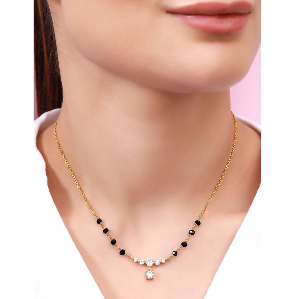 Timeless Gold-Plated Cz 925 Sterling Silver Mangalsutra : MGS-10084-G