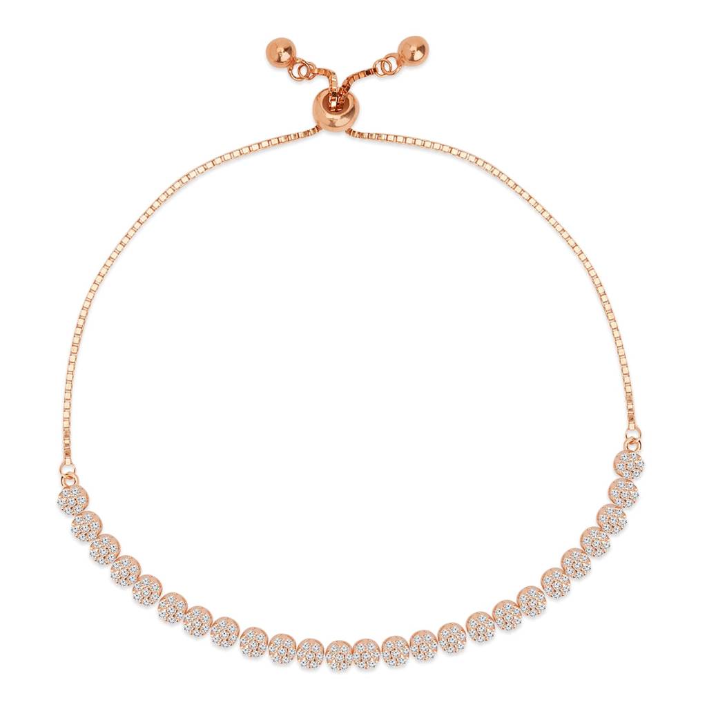 Blooming Grace Rose Gold Plated 925 Sterling Silver Flower Bracelet : BR-80386-RG