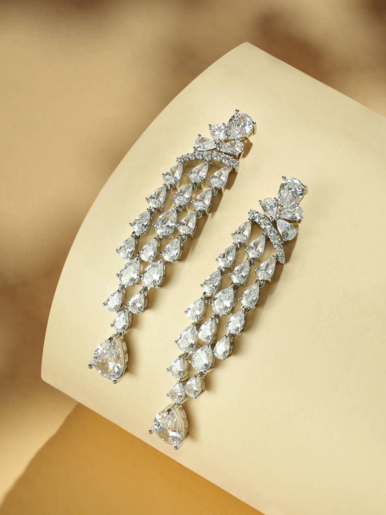 Diamond Drop Elegance Anti Tarnish Earrings : YI24A0254E