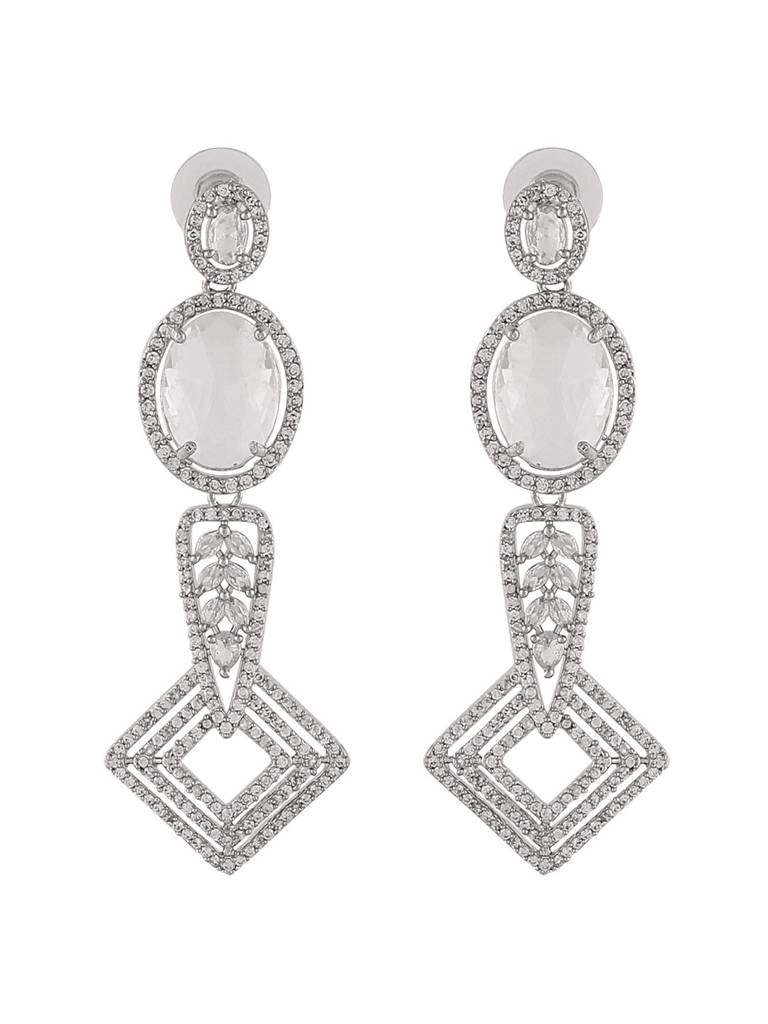 Silver-Tone Crystal Dangle Statement Earrings : ARNI-ER