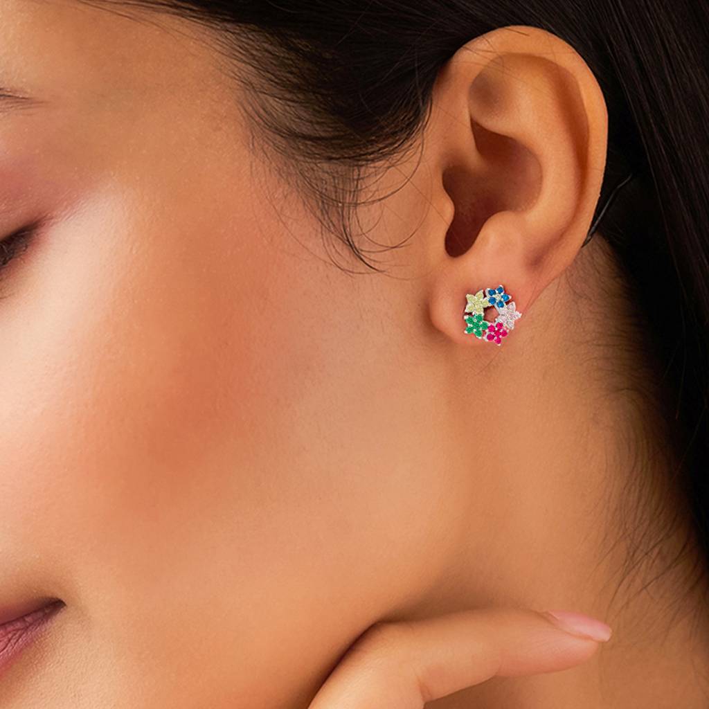 Where Colors Bloom Stud Earrings : EAR-21018-R