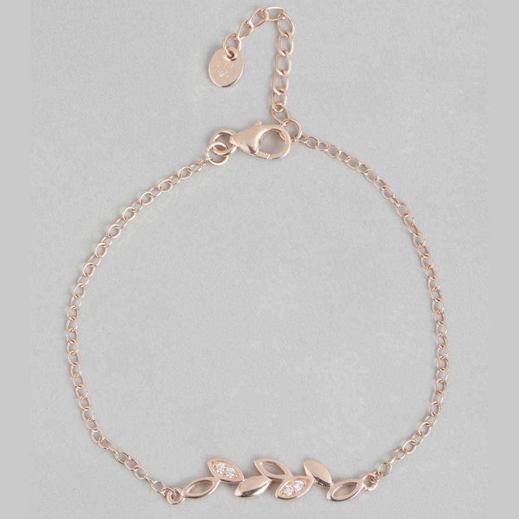 Nature'S Embrace Leaf Rose Gold-Plated 925 Sterling Silver Bracelet : BR-80201-RG