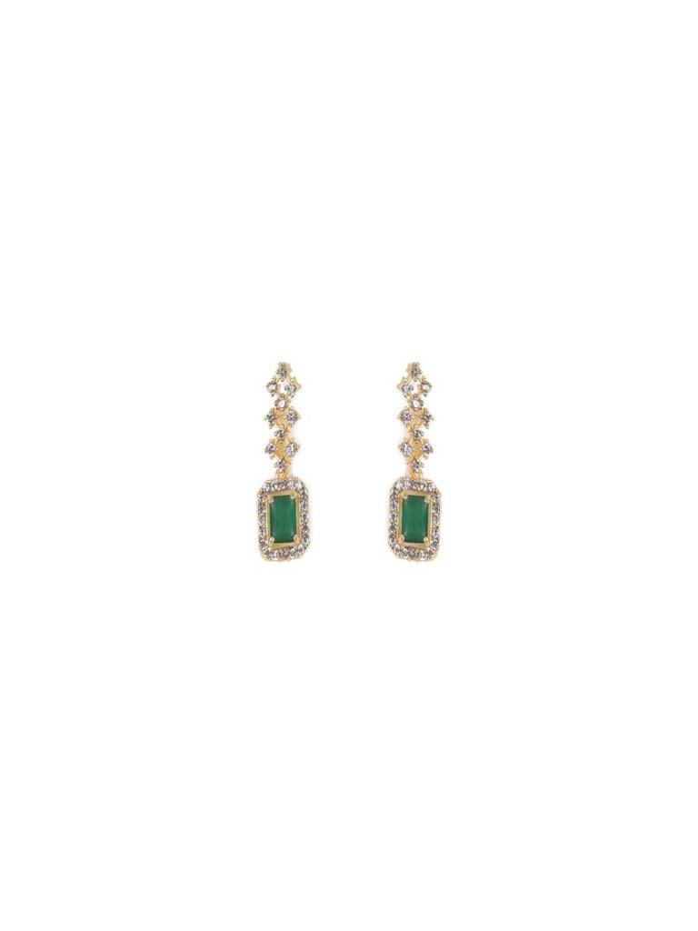 Green Three Stone American Diamond Necklace Set : AD201GREEN