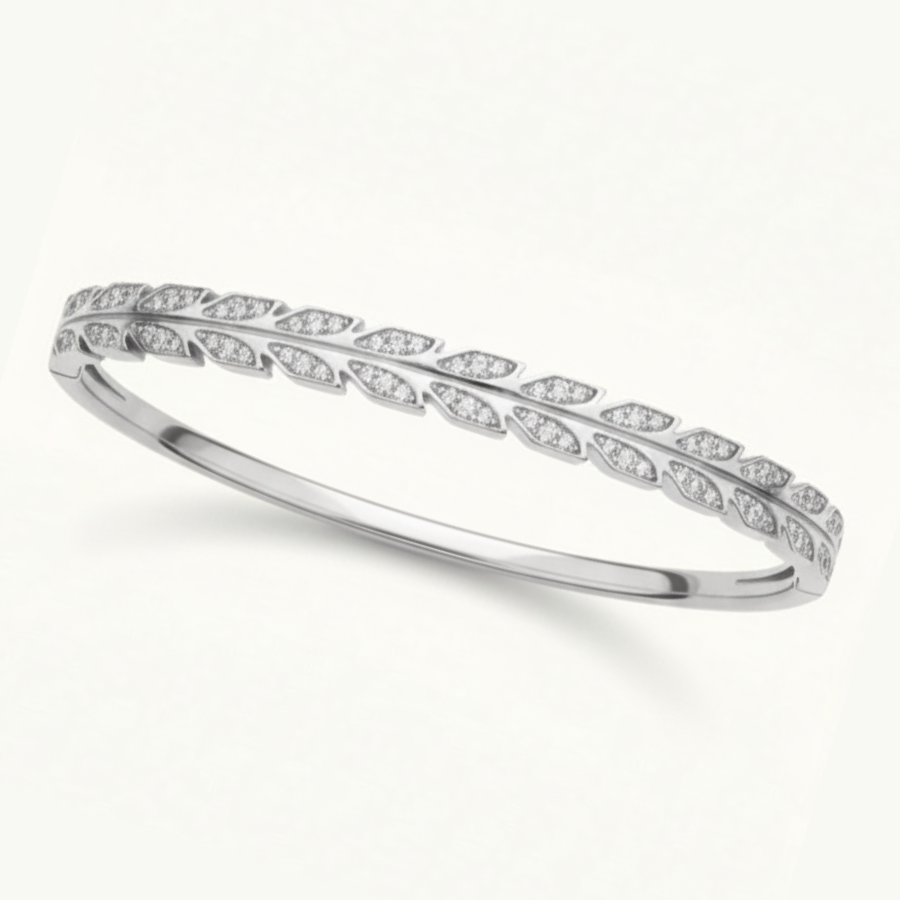 Leaf Bangle Bracelet For Women | Elegant Nature Inspired Bangle Jewellery : 3768628551