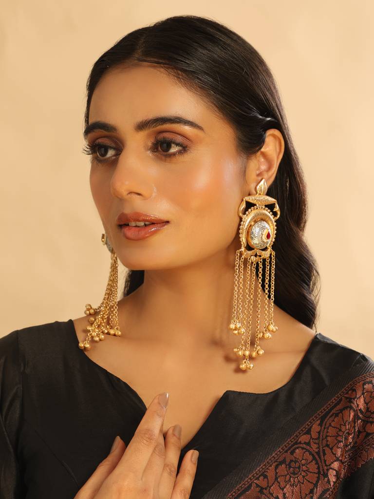 Aurum Glow Bead Drop Earrings : YI24A0459E