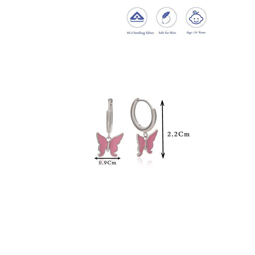 Butterfly Charm 925 Silver Hoop (5+ Yrs) : KH-17