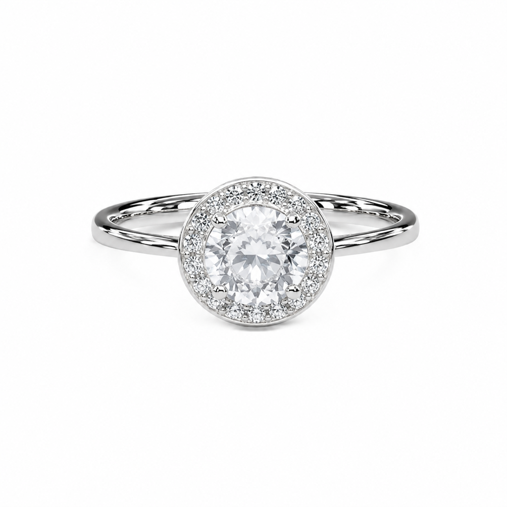 925 Silver Oval Halo Adjustable Ring : LR23705