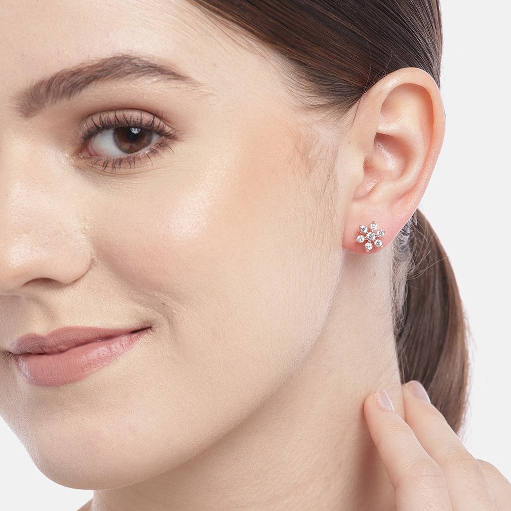 Studded Rose Gold Earrings : EAR-20153