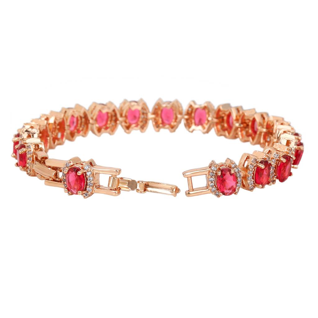 Estele Rhodium Plated Cz Stunning Bracelet With Stones For Women : AD-055-RG-TPBR