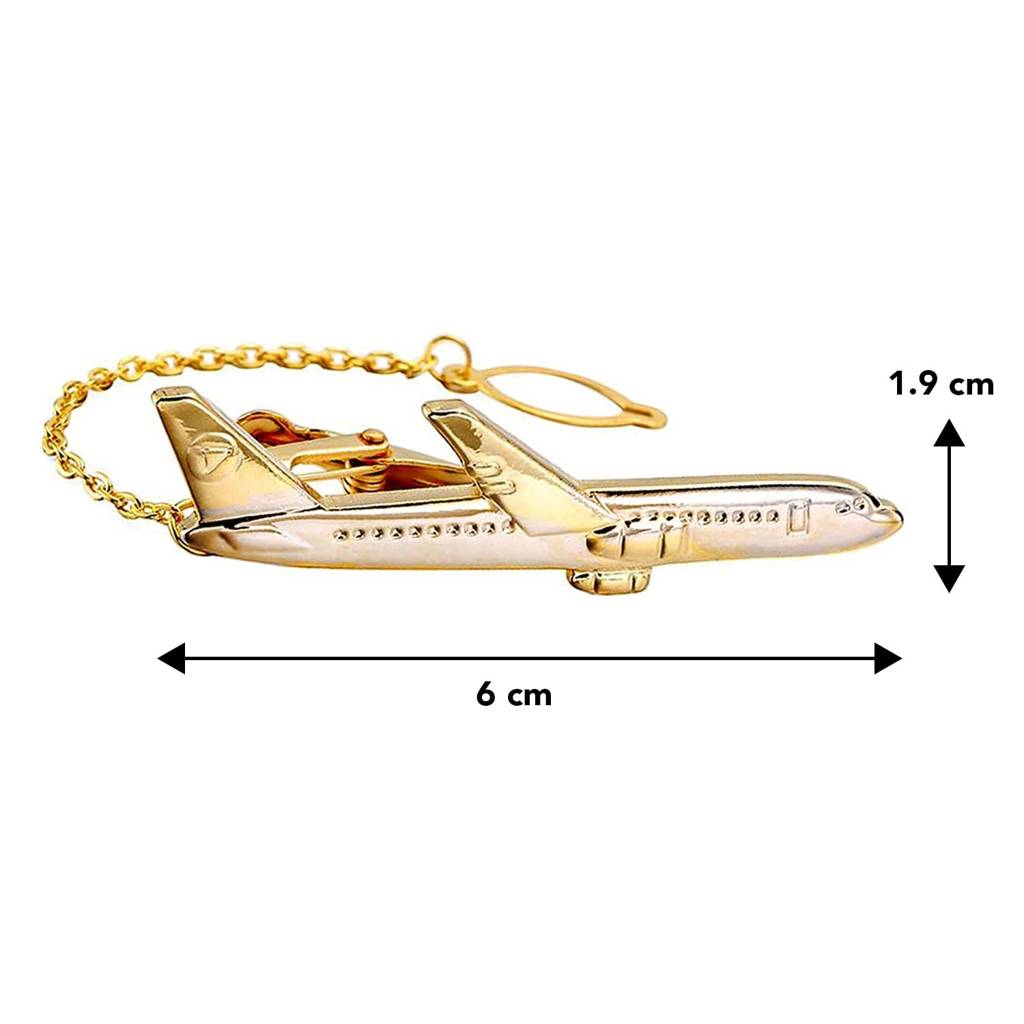 316L Stainless Steel Gold Plated Airplane Neck Tie Bar Clasp Clip For Men Boys Business Corporate Gift : PX9T02