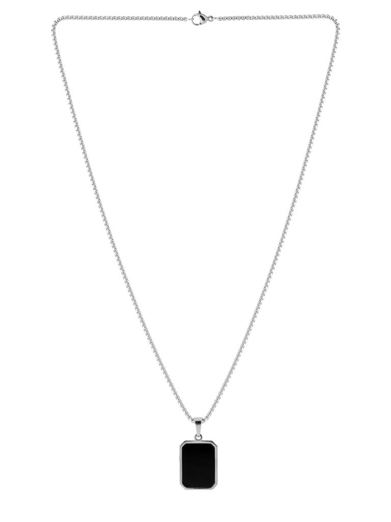 Signature Noir Loop Silver Pendant Necklace For Men : 8905124576146