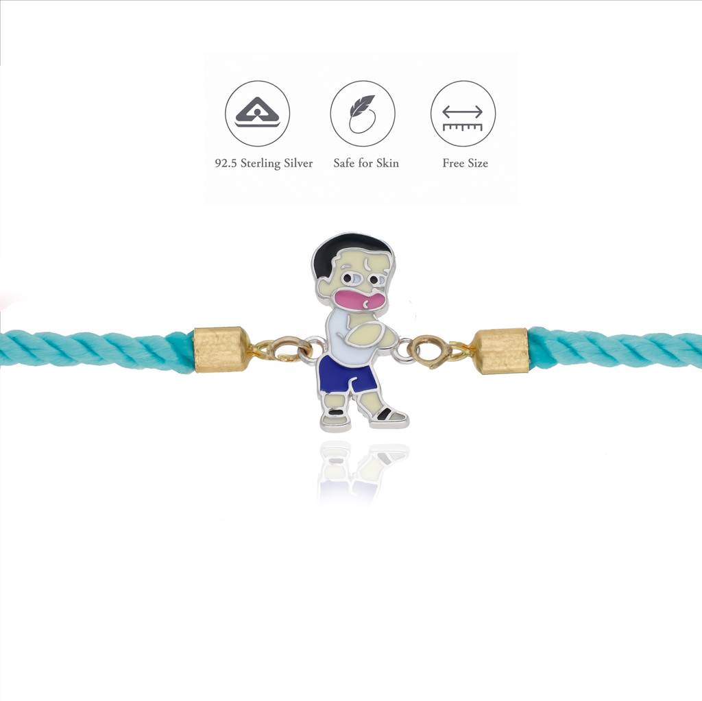 Iyal Little Champ 925 Silver Kids Rakhi : KR-RA-RH-F-122-S