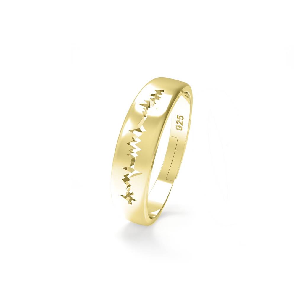 Golden Heart Beat Men'S Band Ring : ZLCPLR-1006-MY