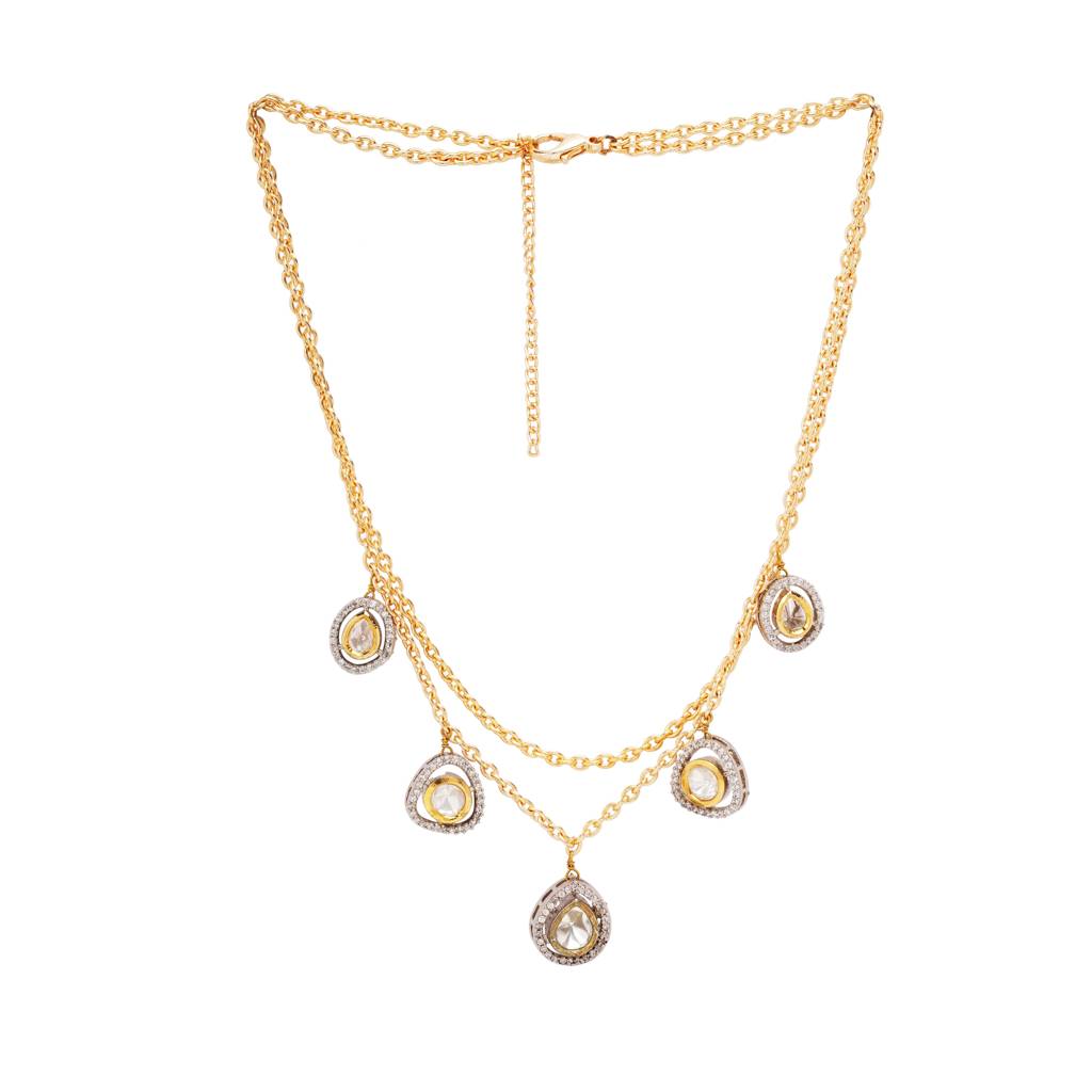 22Kt Gold Plated Radiant Polki Charm Necklace : CH32018