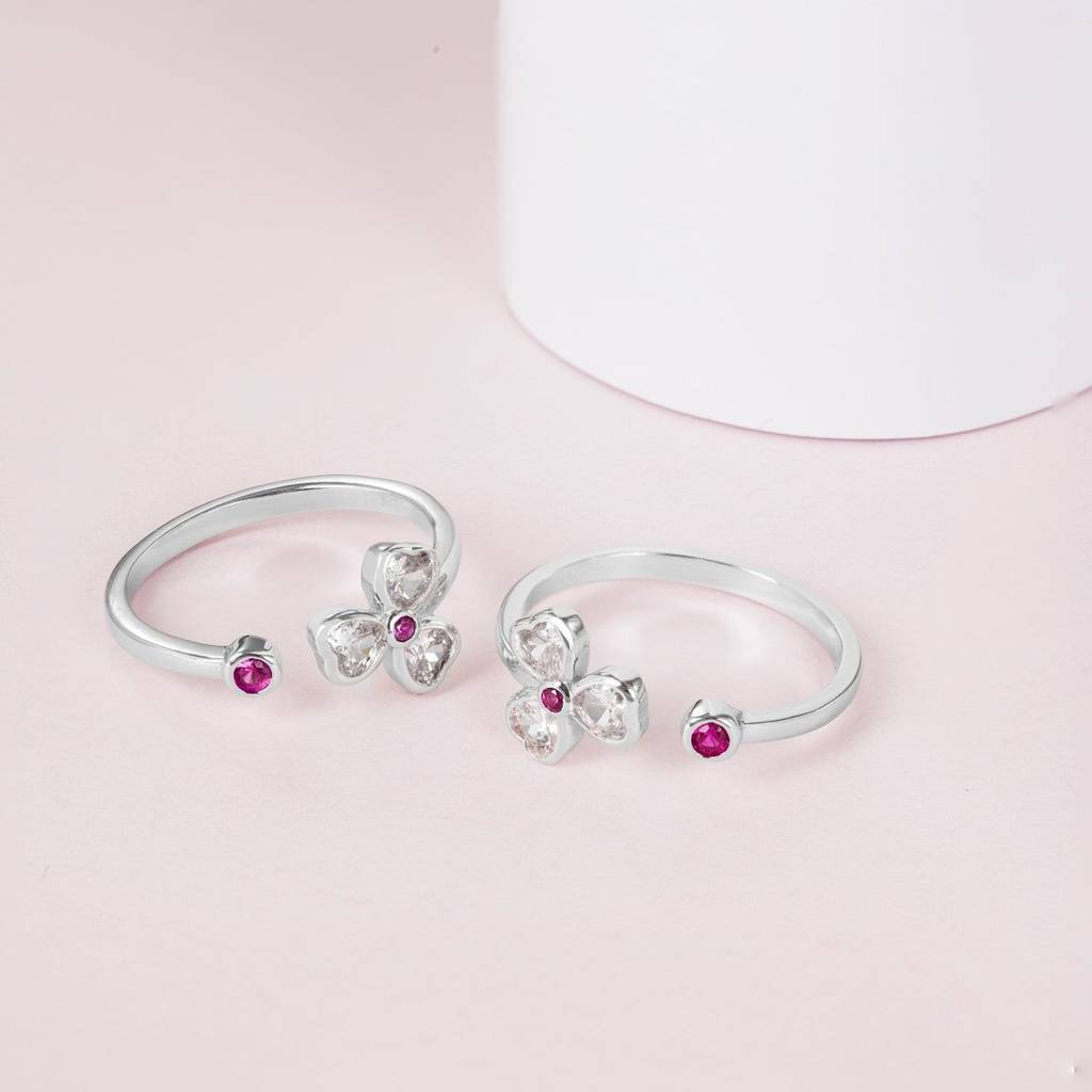 Tiny Flora Adjustable 925 Silver Toe Ring : TOE-10019