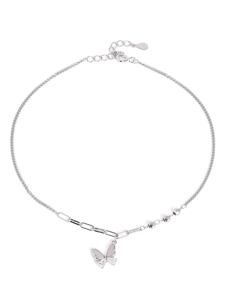 Silver Delicate Butterfly Adjustable Anklet : WAN00036
