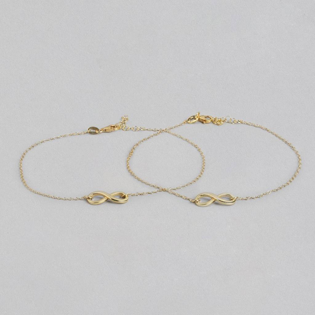 Golden Infinity Glow 925 Sterling Silver Gold-Plated Chain Anklet : ANK-60120-PAIR-G