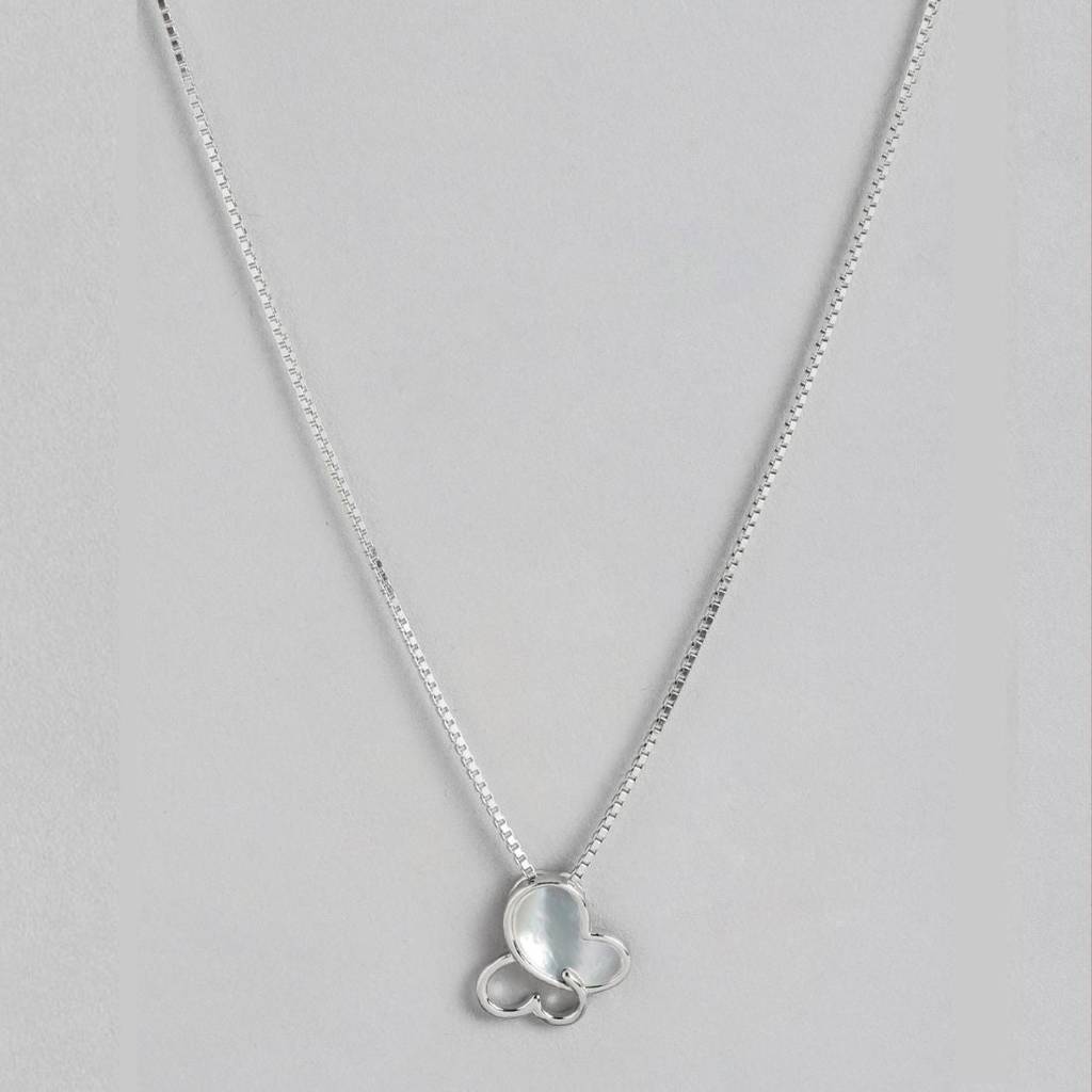 Whimsical Flutter Rhodium-Plated 925 Sterling Silver Butterfly Necklace : NL-30239-R