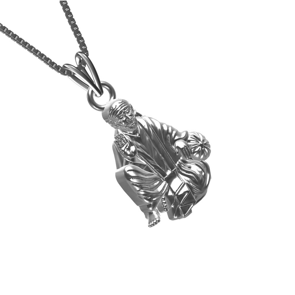 Silver Shree Sai Baba Pendant : ZLGDP-1018