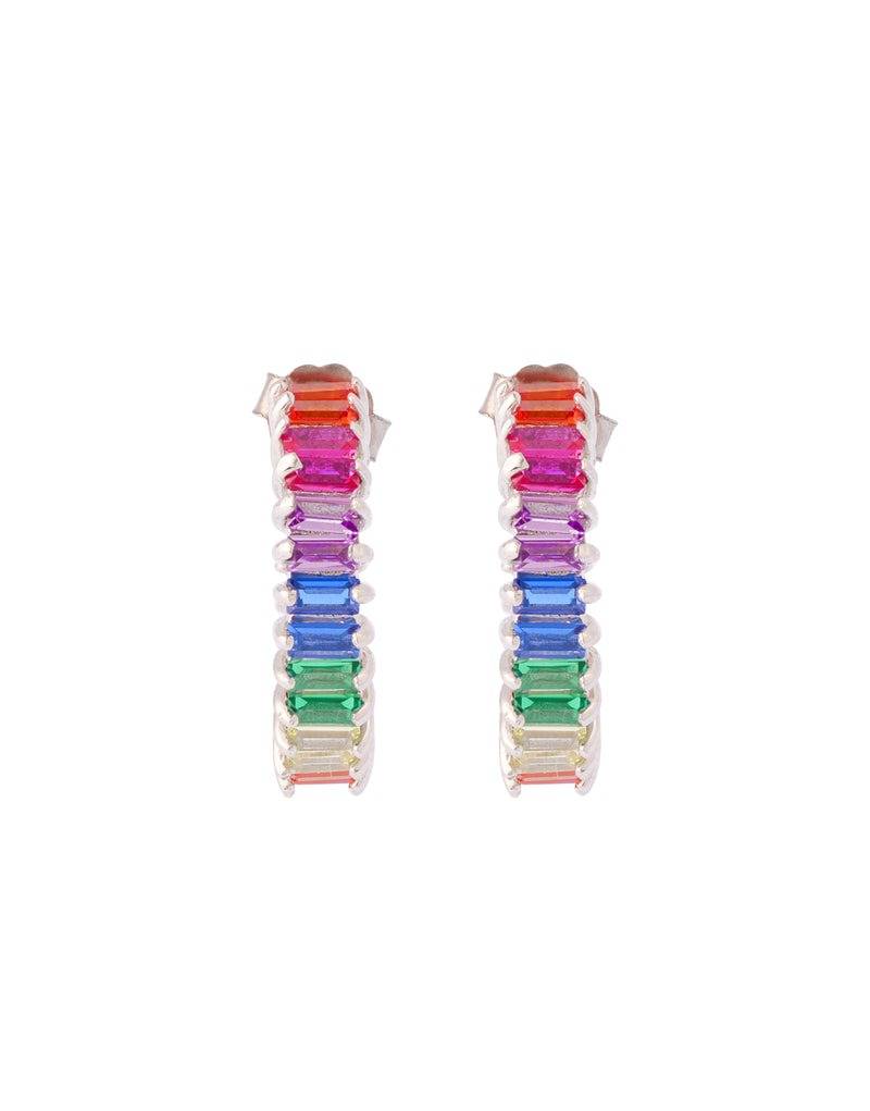 Trendy Multicolor Stone Studded Stylish Hoop Earring : ER-40030-R