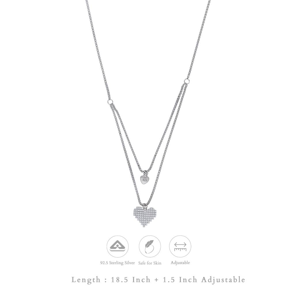 Iyal Sweet Symphony Hearts Charm Silver Necklace | 925 Hallmark | Ideal Valentine’S Day Gift : WN-CP-RH-U-112-S