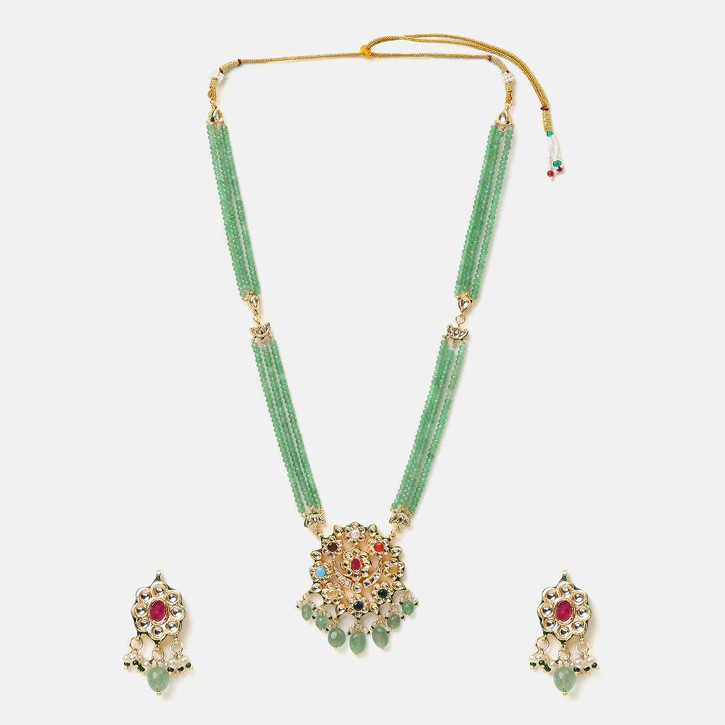 Long Kundan Neckpiece With Earrings : RRJAN26-78
