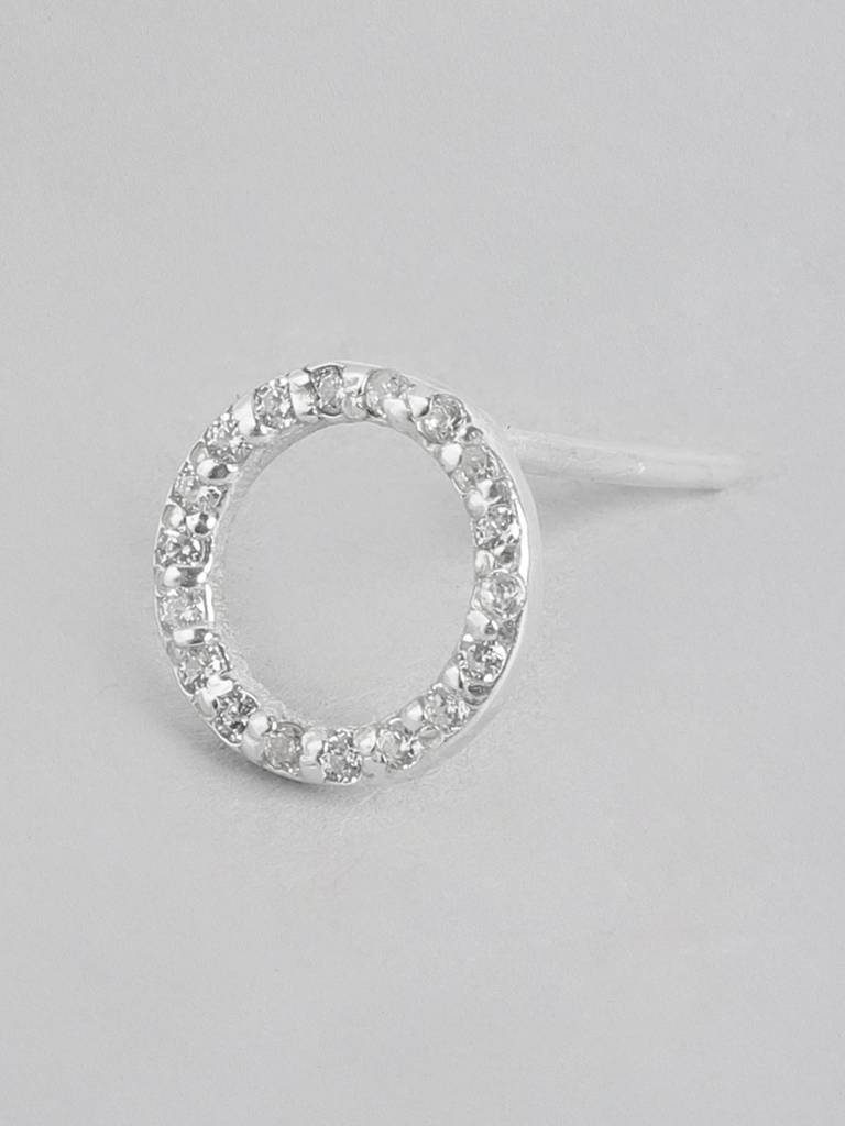 92.5 Silver Zircon Ring Stud Earrings : 92.5 Silver Zircon Ring Stud Earrings : 92.5 Silver Zircon Ring Stud Earrings : 