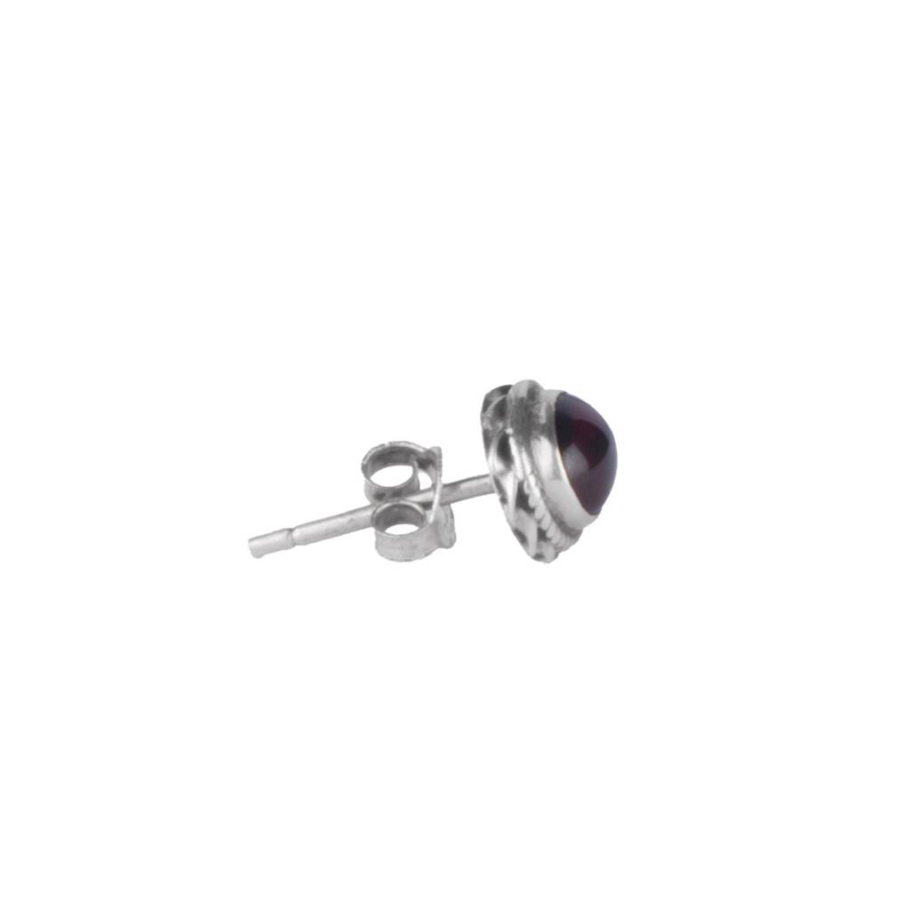 925 Sterling Silver Garnet Eartops For Women | Natural Red Gemstone Stud Earrings | High Polish Silver Jewelry Gift : FU-0709