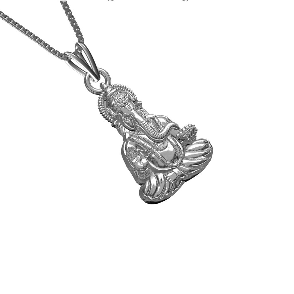 Silver Ganpati Bappa Silver Pendant : ZLGDP-1031
