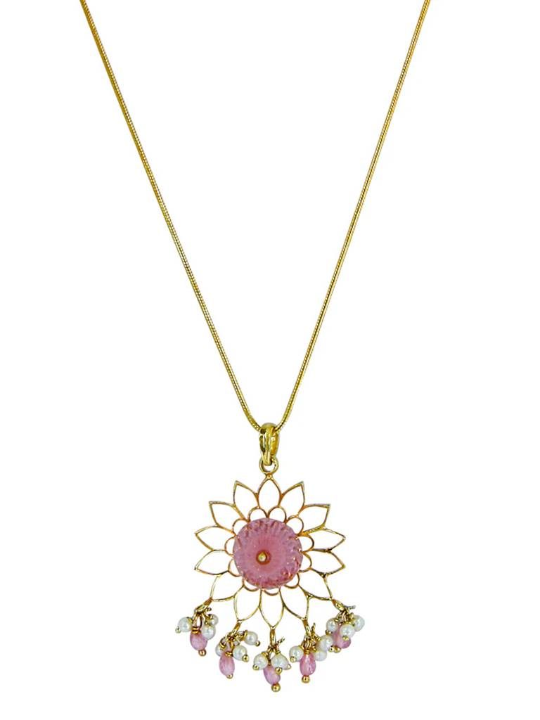 Pink Zircon Gold Plated Silver Pendant : U125SG015P0021