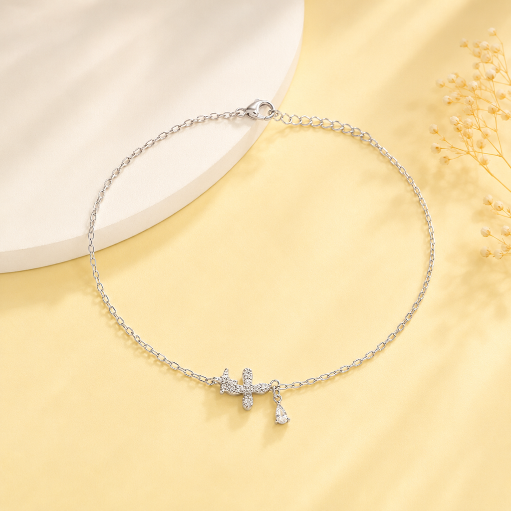 Silver Dragonfly Charm Anklet : AN03470