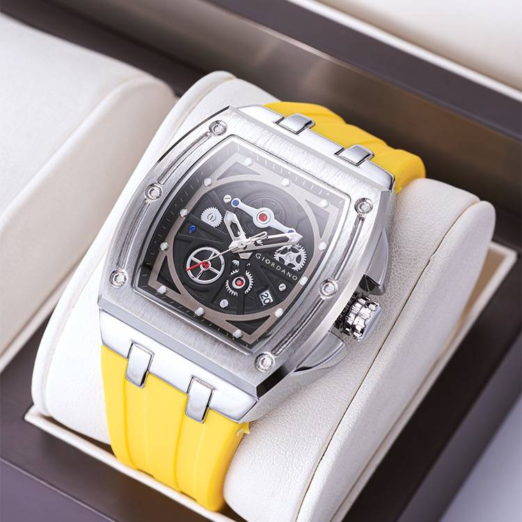 Giordano Sqaure Analog Casual Sporty Watch For Men – Mechanical-Inspired Dial, Date Display, Quartz Movement And : GZ-50151-04