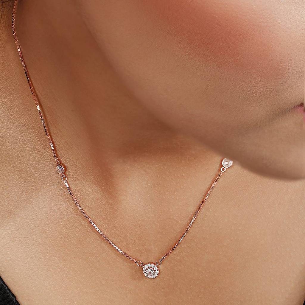 Blooming Beauty Rose Gold Plated 925 Sterling Silver Jewelry Set : NL-30334-RG
