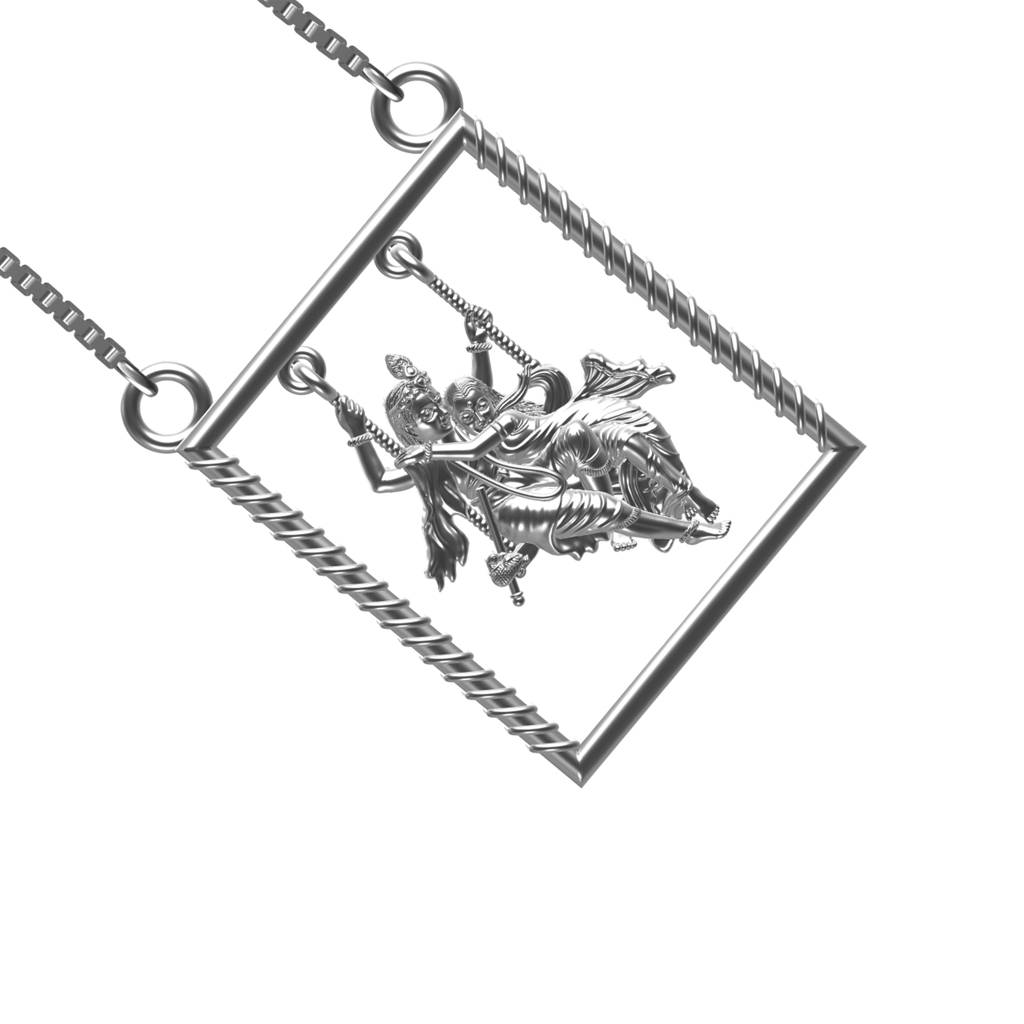 Silver Lord Radha Krishna Love Silver Pendant : ZLGDP-1019