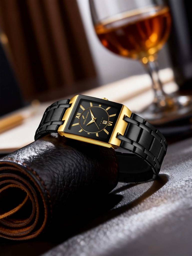 Daniel Hechter Paris Gallieni Collection Vintage Analog Watch For Men - Rectangular Dial With Roman Numerals, Dat : DHM1029-11