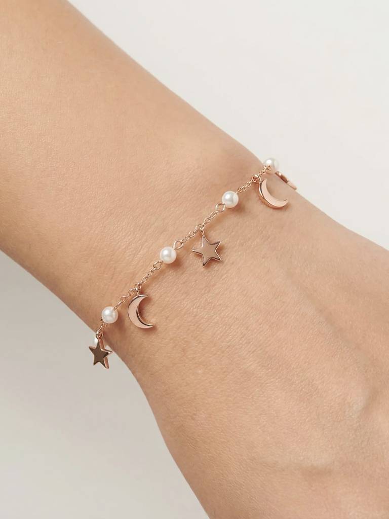 Star Moon Pearl Bracelet : ICLB3337