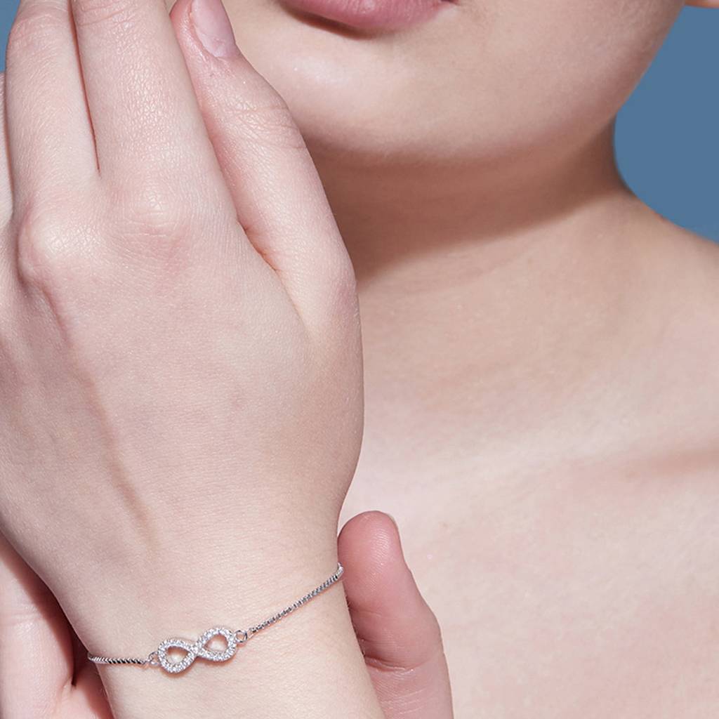 Silver Minimal Infinity 925 Silver Bracelet : BR-80073