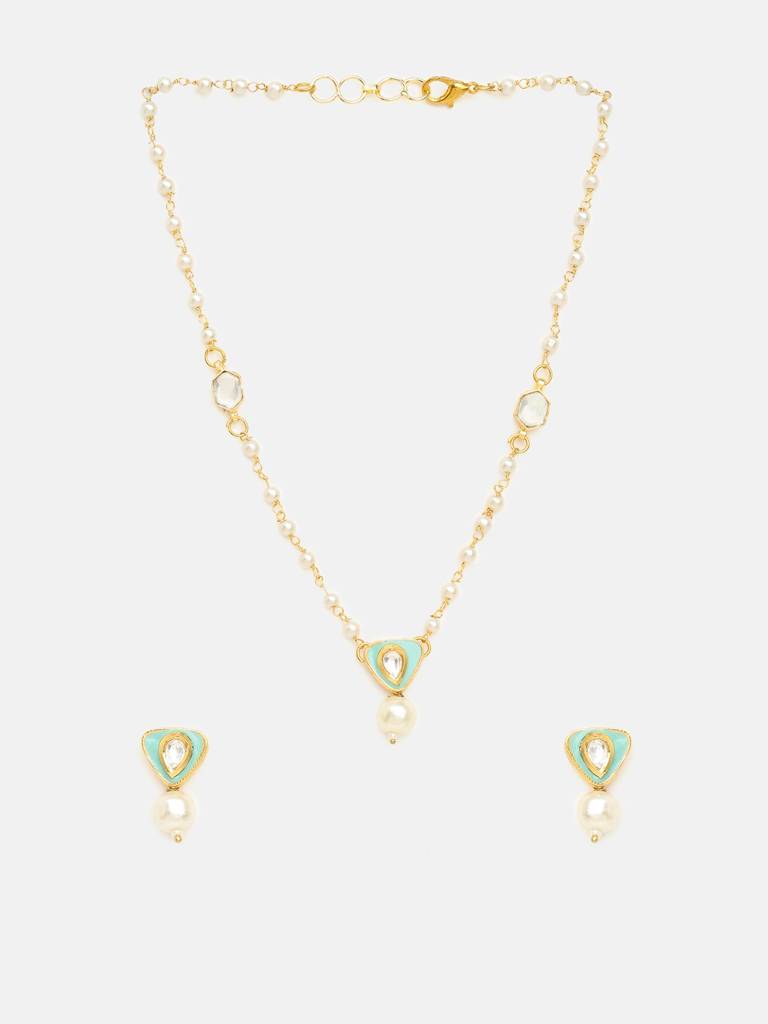 Ruby Raang Ruhani Pearl Necklace And Earrings Set : RRKDEC25-47