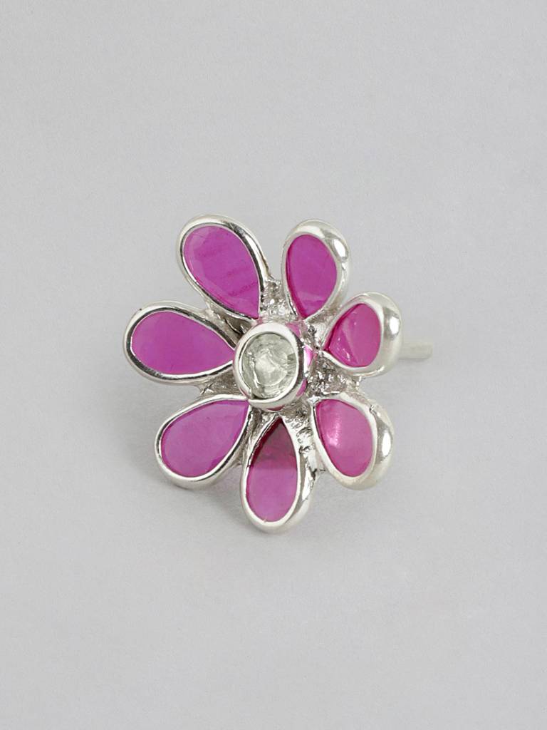 92.5 Silver Red Hydro Flower Stud Earrings : 92.5 Silver Red Hydro Flower Stud Earrings : 92.5 Silver Red Hydro Flower S