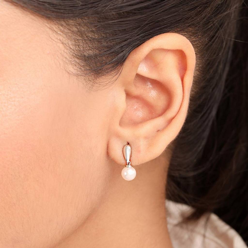 Pure Pearls Rhodium Plated 925 Sterling Silver Earrings : EAR-20859-R