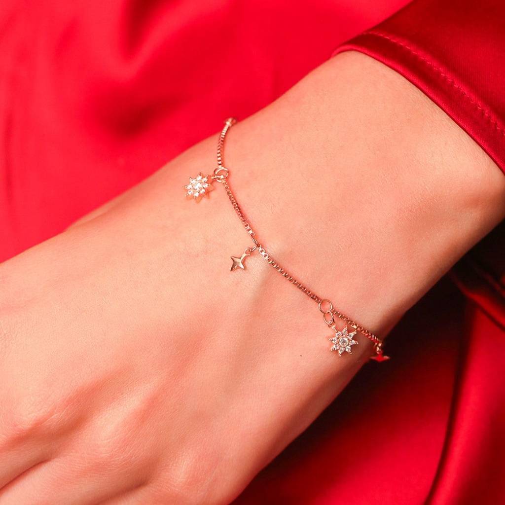 Starry Night 925 Sterling Silver Rose Gold Plated Bracelet : BR-80226-RG