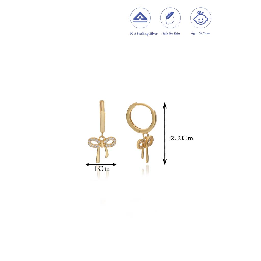 Pretty Bow 18K Gold Polish Silver Hoop (5+ Yrs) : KH-2
