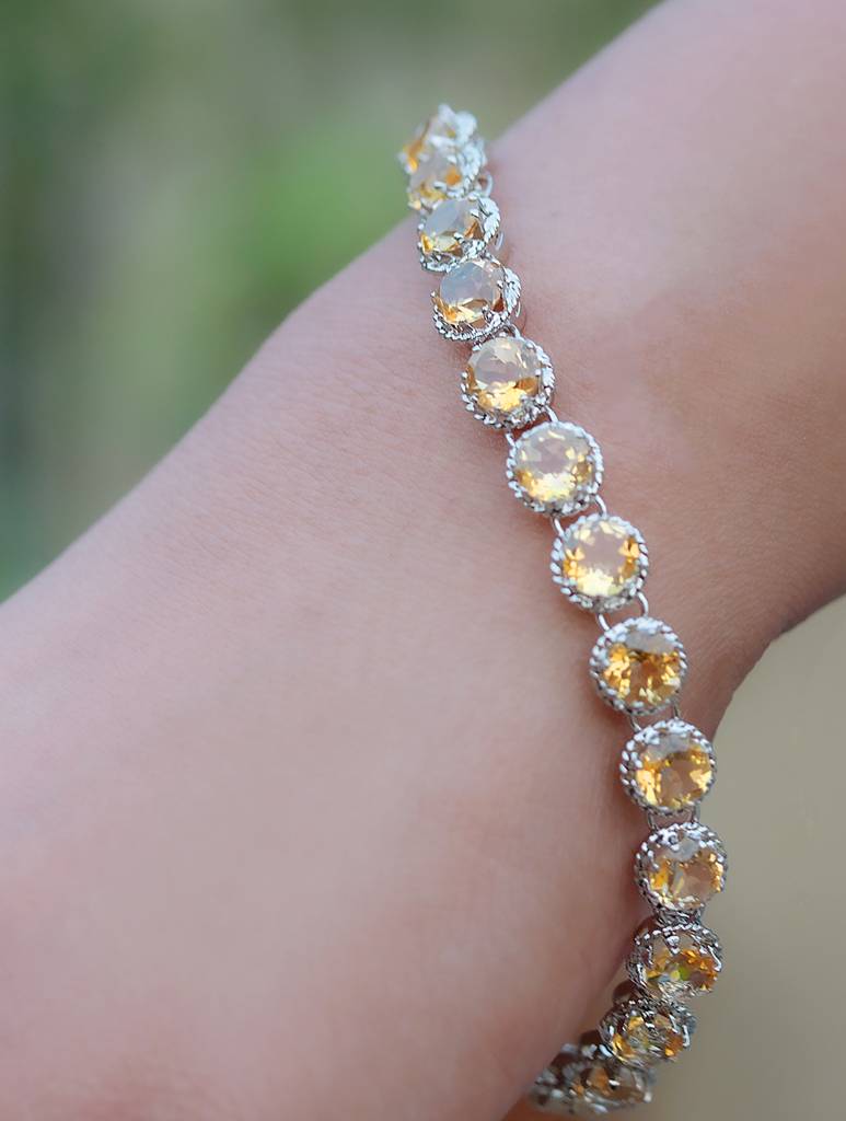 925 Sterling Silver Citrine Bracelet For Women Handmade Gemstone Bracelet Elegant Jewelry : FU-1057