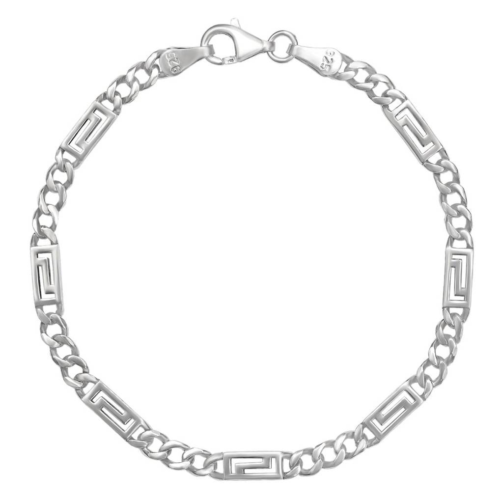 Bold Rhodium Plated 925 Sterling Silver Chain Men'S Bracelet : BR-80412-R