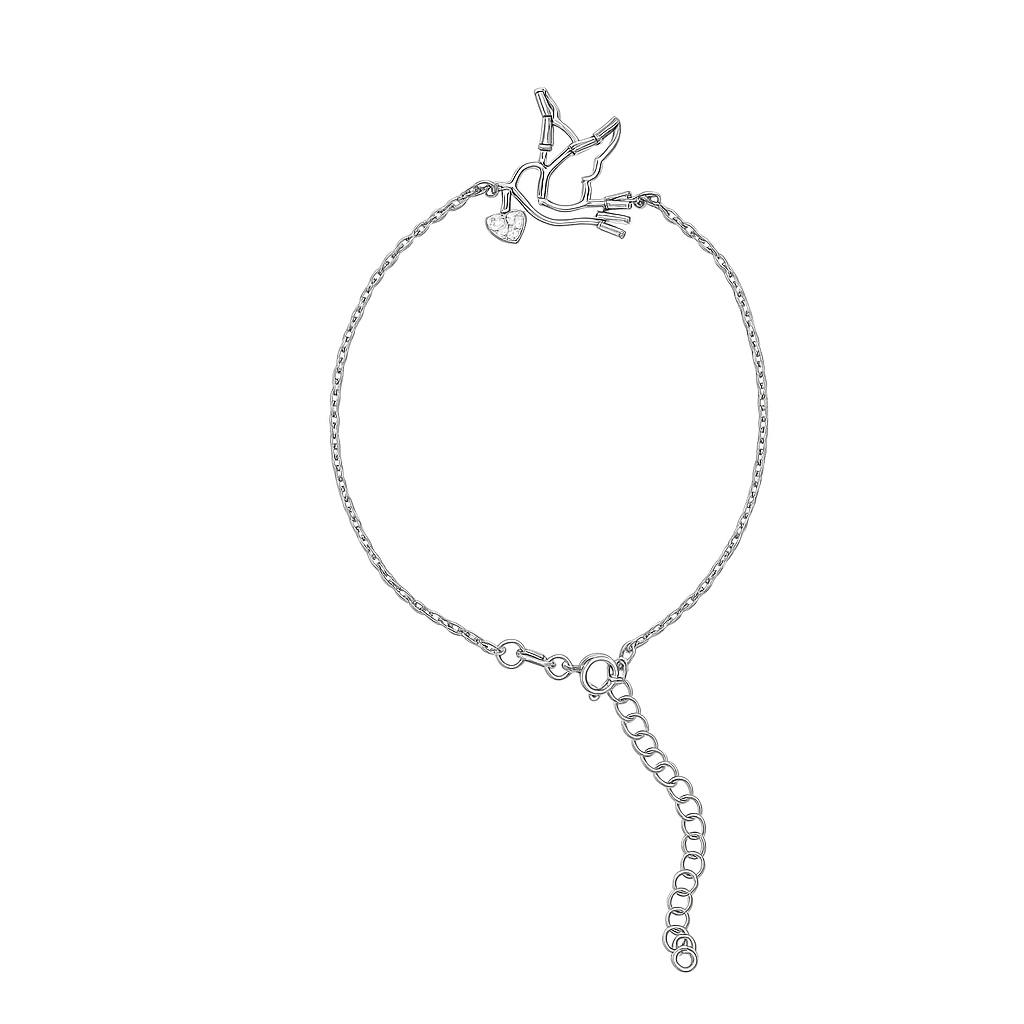 Sterling Silver Dainty Bird Bracelet : BRS076