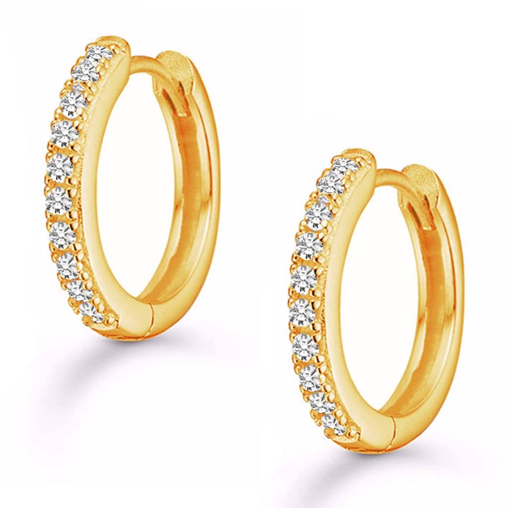 American Diamond Studded Gold Plated Hoop Earrings Fashion Stylish Jewellery Gift For Girls & Women : PX8E101G