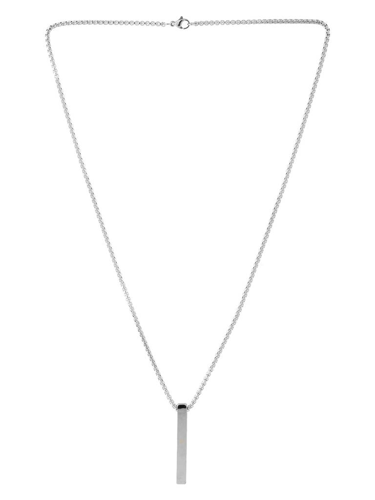 Signature Classic Linear Edge Silver Pendant Necklace For Men : 8905124576153